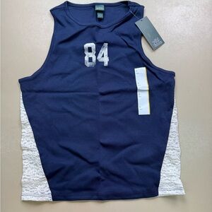 Wild Fable Navy 84 Tank Top Sleeveless Graphic Athletic NWT Small